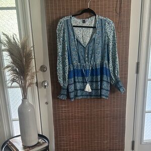 ✨SHEIN Blue & White Boho Blouse✨